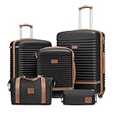 COOLIFE Koffer Trolley Koffer Reisekoffer von ABS Hartschalen Trolley 4 Rollen TSA-Schloss Der Koffer Enthält 1 Reisetasche und 1 Kulturbeutel