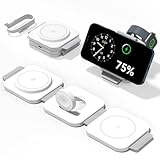 3 in 1 Ladestation für Apple mehrere Geräte, faltbare und kabellose magnetische Ladestation, Reise-Ladepad für iPhone 16, 15, 14, 13, 12 Pro Max Plus, Apple Watch Series und