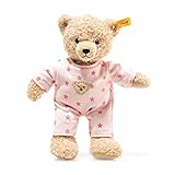 Steiff Teddy and Me Teddybär Mädchen Baby mit Schlafanzug 25 cm, Teddy Bär mit rosa Schlafanzug, Kuscheltier für Babys, weich & waschbar