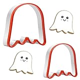 Crethink 2 Teiliges Halloween- Geister Ausstechformen Set, Klein und Groß, mit Weichem PVC-Rand, Halloween Ausstecher zum Backen