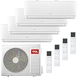 TCL Multisplit Klimaanlage Wandgerät 4 x 2,6 kW 9000 BTU + 32000 BTU Außeneinheit App + Fernbedienung für Räume bis zu je 30m²