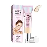 CC Cream Color Correcting, 2024 Neuestes Moisturising BB Cream mit UVA/UVB 50+, CC Creme Foundation Feuchtigkeitsspendend & Full Coverage, Sunscreen Concealer Wasserfest & Langlebig, Gesichts-Make-Up