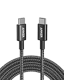 Anker New Nylon USB-C auf USB-C Ladekabel, 100W Typ-C Ladekabel 3m lang, Schnellladeleistung für MacBook Pro 2020, iPad Pro 2020, iPad Air 4, Galaxy S20 Plus S9, Pixel, Switch,LG V20 und mehr(Schwarz)