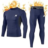 MEETWEE Thermounterwäsche Funktionsunterwäsche Herren, Skiunterwäsche Winter Suit Atmungsaktiv Lange Thermo Unterwäsche Set Thermowäsche Unterhemd + Unterhose-Blau-L