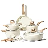 CAROTE Topfsets Pfannenset 14-Teilig,Pfanne 24cm,Stielkasserolle 1.7L,Topf 2.3/4L,Tiefe Bratpfanne 28cm,Antihaft-Beschichtung mit Deckel,Kochgeschirr-Set,Induktionspfanne