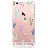 Oveo kompatibel mit iPhone 6 / 6S Hülle, Dolce Vita Serie Transparente Silikon Handyhülle Accessoires für Damen/Mädchen, Durchsichtig mit Bunt Kaktus Blumen Muster