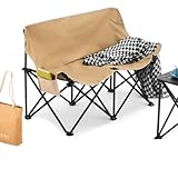 Faltbarer Doppel-Campingstuhl, übergroß, strapazierfähig, tragbar, Rasenstuhl mit Stauraum für Angeln, Heckklappe, Hof
