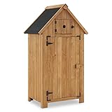 M MCombo Gartenschrank Holz Klein, Outdoor Gartenhaus Gerätehaus Wetterfest, für Balkon & Terrasse, 0733, 77×54×137cm (Natur)