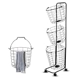 Wäschekorb auf Rollen 3 Fächer Große Wäschesammler 122 x 31 x 25cm Metall Fahrbar Wäschekorb mit Griffen Wäschesammler Wäschewagen Platzsparend für Badezimmer, Waschküche