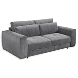 Stella Trading BARURA Big Sofa in Cord-Optik, Ash-Bequeme Wohnzimmer Couch, Polyester