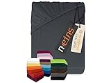 npluseins klassisches Jersey Spannbetttuch - vielen Farben + Größen - 100% Baumwolle 159.192, 140-160 x 200 cm, anthrazit