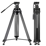 Video Stativsystem, Cayer BV30L 72 Zoll - Professionelles Hochleistungs-Aluminium-Doppelrohrstativ, K3-Fluidkopf, Mittelspreizer, 13,2 LB, DSLR-Camcorder, Plus 1 Bonus-Schnellwechselplatte