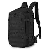 HUNTVP 20L Taktischer Rucksack Militär Daypack Wasserabweisend MOLLE Klein Reiserucksack Bundeswehr Sportrucksack Radrucksack für Herren Damen Fitness Radfahren Outdoor, Schwarz