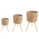 IDIMEX Pflanzkorb Tonga 3er Set Natur – Pflanzkörbe aus Seegras mit abnehmbaren Beinen, Übertopf Rattan, Zimmerpflanzen Blumenständer