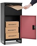 Einfache Installation I Meulbaty-Paketbox rostfrei und massiv | 3 Buchstaben Passwortsperre | Bodenmontage | Paketbriefkasten, Paketbox, Parcel-Box draußen groß, Briefkasten mit Paketfach