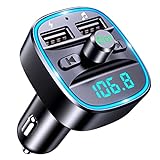 Mohard Bluetooth FM Transmitter, KFZ Bluetooth Adapter Auto Radio, Autoladegerät AV-Eingangsadapter mit Freisprechen, 2 USB-Anschlüsse (5V/2A, 4A&1A), Unterstützt USB-Stick & TF Karte, HiFi-Verstärker