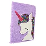 Housoutil Kreatives Plüsch Notizbuch für Mädchen Cartoon Einhorn Tagebuch Violett für Schule Reisen Notizen Persönliches Tagebuch für Schüler und Kreative Köpfe