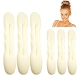 SSKHE 6 Stücke Magischer Haarknoten,Upgraded Haarhalter Schwamm Clips,Lockenwickler Donut Tools,Hair magischer Haarknoten,Haardutt-Hersteller-Schwamm 3 Große und 3 Kleine（weiß）