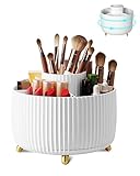 Nuangoo Kosmetik Make Up Organizer, 360°Drehbarer Pinsel Organizer,Kosmetikregal Kosmetik Organizers für Zimmer Decor Frisiertisch,Schlafzimmer,Badezimmer. (weiß)