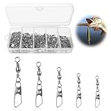 100 Stück Angelwirbel Angeln Barrel Wirbel mit Kugellagerwirbel, Edelstahl Lure Stecker Wirbel, Angeln Drehgelenk, Interlock Snap Fischköder Wirbelkarabiner Angeln Getriebe Zubehör 7# 8# 10# 12# 14#