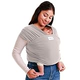 Sleepy Wrap Babytragetuch - Anschmiegsames & Einfach zu Bindendes Tragetuch Baby Neugeboren bis 15 kg, Waschbar, Leicht & Atmungsaktiv (Hellgrau)