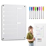 Magnetisches Whiteboard für Kühlschrank - Wochenplaner, trocken abwischbare Tafel für Aufgaben | Mahlzeitenplanung für Zuhause | Acryl Mahlzeitenplaner für Kühlschrank, Magnetplaner, Notiztafel für