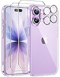 Guisessy Schutzhülle Kompatibel mit iPhone 17 Hülle mit 2 Stück Kameraschutz und 2 Stück Schutzfolie PC Kratzresistente Rückseite Schutz Stoßfest Handyhülle, Transparent
