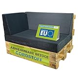Pillows24 - Palettenkissen 3-teiliges Set aus Cordstoff | Sitzkissen & Rückenkissen für Europaletten 120x80 | Weiche Palettenauflage für Wohnzimmer, Garten oder Balkon | Made in EU | Graphit