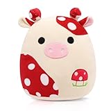 Zaloife Pilz Kuh Plüschtier Rot, Stofftier Pilz Kuh 20cm, Kuscheltier Pilz Kuh Plush, Lustiges Pilzförmiges Kuh Plüsch Puppe Geschenk für Kinder