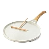 SENSARTE Weiß Keramik Crepe Pfanne 26cm Antihaftpfanne Omlettpfanne Pfannkuchen Flache Pfanne mit Schweizer Granit Antihaftversiegelung, Bakelitegriff, Induktions Kompatibel, PFOA/PTFE/PFAS Frei