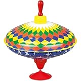 Lena 52225 Bolz Brummkreisel Multicolor 19 cm, Schwungkreisel aus Blech, klassischer Pumpkreisel, Blechkreisel mit farbenfrohen Motiv, Kreisel mit Standfuss, Spielzeugkreisel für Kinder ab 18m+, bunt