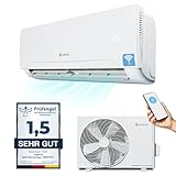 Juskys Split Klimaanlage 12000 BTU - Inverter Klimagerät mit Wifi & App - Kältebringer mit Heizfunktion - heizen, kühlen, Raum bis 50 m², Smart Home