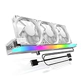 AsiaHorse 80mm PWM PC Gehäuselüfter für Computer Grafikkarte mit Grafikkartenhalterung, 5V 3PIN ARGB GPU Lüfter mit Mainboard Aura Sync Steuerung bis 3000 RPM, Grafikkartenkühler, Weiß