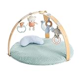 Ingenuity, Cozy Spot Loamy Spielmatte mit Spielbogen aus Holz, Spieldecke mit abnehmbaren Spielzeugen, Wendedecken, Stützkissen, extra Weich, Maschinenwaschbar, Neutral design, ab der Geburt