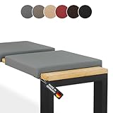 Lycce Bankauflage Klemmkissen 2 Leisten, Sitzkissen Kunstleder grau, Banktiefe 40 cm