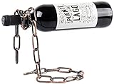 Grinscard Weinflaschenhalter Ketten Design - Kupferfarbig, Metall - Weinständer Wein Aufbewahrung und Präsentation Wandmontage