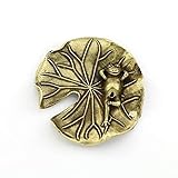 7 cm Messing Lotus Blatt Frosch Weihraucheinsatz Ornament, Metall Frosch Lotus Blatt Statue Räuchergefäß Kreative Räucherstäbchenhalter Heimdekoration Retro Kupfer Stift Waschen Stifthalter Antike