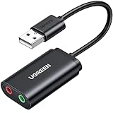 UGREEN Externe USB Soundkarte Klinke USB Adapter für...