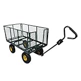 Wiltec Transportwagen bis 550 kg mit Metallgittern, Gartenwagen mit Abnehmbarer Plane, Bollerwagen mit Ablage, Handkarren für u. a. auf Rasen u.Kies