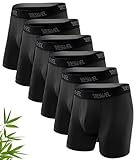YESWEL Boxershorts Herren Lang 6er Pack, Bambus Unterhosen Ohne Kratzenden Zettel Unterwäsche Atmungsaktive Retroshorts Boxer für Männer (6X Schwarz, M)