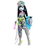 Monster High Frankie Stein Puppe mit glamourösem Monsterfest-Outfit und Festival-Zubehör wie Sacks, Bandposter, Statement-Tasche und mehr, HXH79