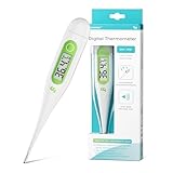 Digitales Fieberthermometer, Rektal, Oral, Achselthermometer Fieber Thermometer für Baby Kinder Erwachsene, Genaue und Schnelle Ablesungen, Wasserdichte Sonde, grün