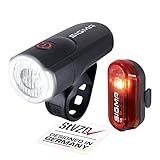 SIGMA SPORT Fahrradlicht Set Aura 30 & Curve – LED Fahrrad Licht Batteriebetrieben, Werkzeuglose Montage, Spritzwassergeschützt- Fahrrad Lichter LED Set StVZO Zugelassen, Fahrradlicht Vorne +Hinten