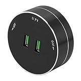 LMHHMIN Kabelloser Stromschienen-Adapter, Dual-USB-Anschluss, multifunktionaler runder Steckdosen-Adapter mit Lichtanzeige, AC 110–250 V