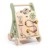 Tiny Love Baby Lauflernwagen Holz, 2-in-1 Activity Baby Lauflernhilfe, 12 interaktive Aktivitäten, motorische Fähigkeiten, kognitive Entwicklung, natürliches Design, 18+ Monate, Boho Chic