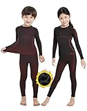 NOOYME Thermounterwäsche Kinder Set Skiunterwäsche Kinder Thermo Unterwäsche Extra Warme Funktionsunterwäsche Kinder Unisex Sportunterwäsche Kinder Fussball, Schwarz-rosa(110/116) 110-115cm