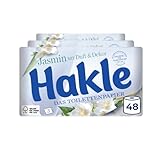 Hakle Toilettenpapier mit Jasminduft & Dekor - 48 Rollen, 3-lagiges Klopapier, 150 Blatt pro Rolle, WC Papier mit 60% recycelte Verpackung, FSC-zertifiziert
