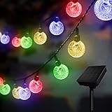 YzzYzz Solar Lichterkette Aussen - 14M Solarlichterkette Außen Wetterfest 80 LED, 8 Modi Outdoor Solarlichterkette Deko für für Garten, Bäume, Terrasse, Weihnachten, Party(Bunt)