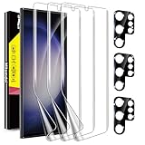 Milomdoi [3+3Stück] Schutzfolie für Samsung Galaxy S23 Ultra 5G Folie Screen Protector 3 Stück Displayschutz 3 Stück Panzer Schutz Glas Kameraschutz Panzerfolie schutzglas kamera hülle 5g zubehör