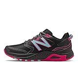 New Balance Women's 410 V7 Trail Running Shoe, Black/Blue Chill/Pink Glo, 9 Wide